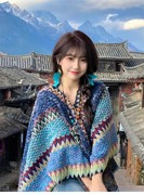 针织披肩斗篷女外搭云南大理丽江旅游民族风青海西藏新疆披风保暖