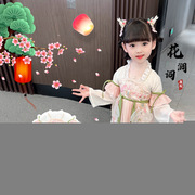zf2022223公主女裙复古宝宝刺绣，中国风长袖，童民族雪纺汉服