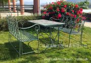 花园做旧桌椅套件铁艺长椅阳台别墅花朵双人椅公园椅庭院休闲装饰