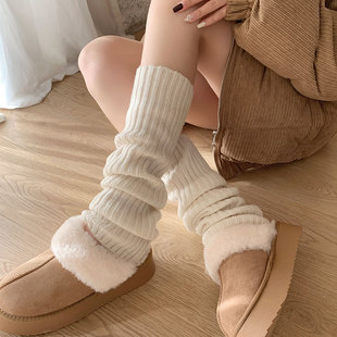 腿套女堆堆袜小腿袜雪地靴鞋袜子纯棉袜白色秋冬羊毛毛线春秋袜套