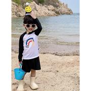 夏季男童泳衣泳裤分体套装2023韩版儿童彩虹男孩中大童泳衣