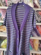紫色灰色大板型宽松深V领女装开衫外套毛衣大码165-170