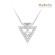 mabelle玛贝尔18k白金几何造型，款钻石吊坠20颗粒钻石共12分