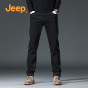 jeep吉普牛仔裤男2024春秋修身男生裤子美式直筒，黑色男士长裤
