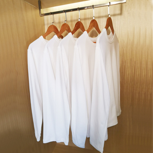 300g重磅纯棉长袖t恤宽松纯色，上衣白色体恤打底衫内搭厚实男女款t