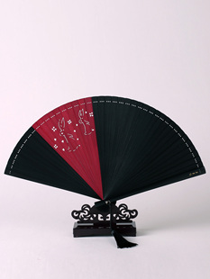 杭州王星记扇子折扇5寸全竹扇手工，刻花镂空扇女式迷你扇古典