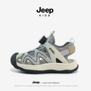 jeep儿童鞋子男童凉鞋，夏款外穿女童沙滩鞋，2024中大童纽扣童鞋