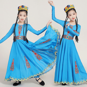 新疆舞蹈演出服儿童维吾尔族手鼓舞大摆裙少数民族，女童古丽维族舞