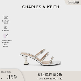 CHARLES&KEITH春夏女鞋SL1-60920030-1女士半宝石饰高跟凉鞋婚鞋