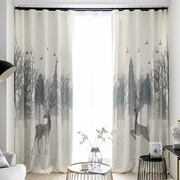 现代简约全遮光2021年流行窗帘布北欧风格，客厅卧室窗纱帘轻奢
