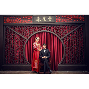 影楼中国风古典复古全家福古装主题，背景布中式(布，中式)婚纱摄影背景纸