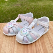斯乃纳童鞋2023夏季女小童甜甜圈，羊皮凉鞋sp324009y
