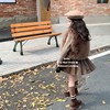 韩系女童皮草马甲高领毛衣，打底衫皮裙百褶半身裙套装2023年秋冬