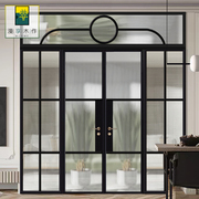 漫享木作钛镁铝合金仿古老铁门复古美式拱形玻璃门厨房门卫生间门