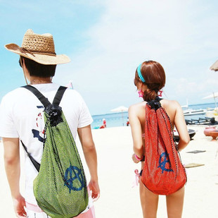 大容量防水游泳包双层情侣沙滩包男女旅游度假旅行双肩包网眼背包