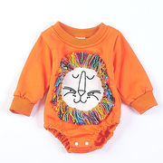 109外贸卡通装饰男女童连体长袖T恤H74246圆领连裆定位婴幼儿卫衣