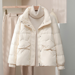 短款轻薄羽绒服女2024年韩版时尚洋气立领欧货白鸭绒(白鸭绒)保暖外套