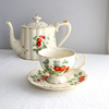 法式复古奶油色野草莓陶瓷，描金欧式宫廷咖啡杯碟，英式下午茶红茶杯