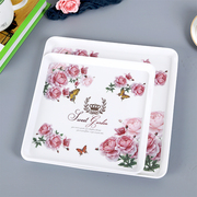 新运隆欧式正方形餐盘，家用创意客厅茶盘，塑料盘子水果甜品水杯托盘