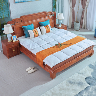 红木床双人大床宽1.8长2米主卧刺猬紫檀结婚花梨实木现代简约家具