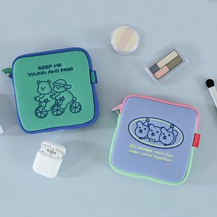 韩国dailylike可爱便携方形化妆包女卫生棉，包防震(包防震)数码整理收纳包