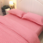 纯棉加厚绿色h小格子床单被单被套三四件套家纺双人