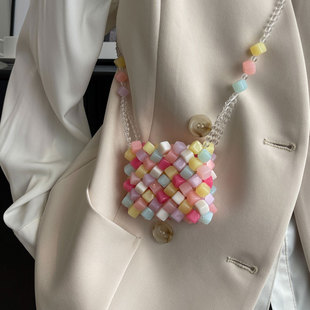 透明果冻糖果色精致小包包，女粉色mini斜挎零钱包小众设计感口红包