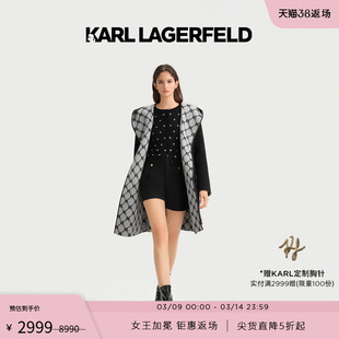 karllagerfeld卡尔拉格斐中长款kl老花双面呢连帽，斗篷式羊毛大衣