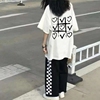 2023美式短袖t恤女学生韩版宽松设计感上衣夏季两件套装ins潮