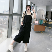早春茶歇穿搭盐系大码女装200斤胖MM遮肉设计感背带牛仔连衣裙