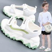 女童凉鞋夏季2023儿童防滑软底沙滩鞋中大童透气凉拖白色时尚