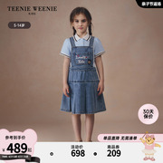 TeenieWeenie Kids小熊童装24年夏季女童休闲牛仔背带连衣裙