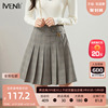 商场同款iveni依维妮2024春季高腰百褶裙小个子半身短裙