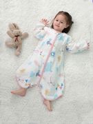 婴儿纱布睡袋夏季无袖薄款前四后二背心式，宝宝睡袍儿童防踢被神器