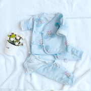 婴儿分体套装春秋夹棉新生的儿衣服初生，纯棉和尚服系带0-3月开裆