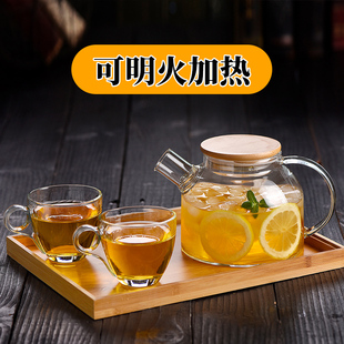 日式玻璃茶壶家用凉水壶，耐高温茶水分离冲煮茶壶套装大容量冷水壶