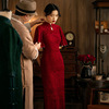 敬酒服红色旗袍新娘，2023春季优雅气质短袖蕾丝，长款显瘦年轻款