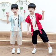 清货唐装汉服男童夏装套装中国风两件套改良幼儿园表演服少爷装男