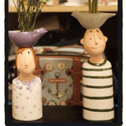 装饰摆件鲜花瓶人头花盆陶瓷创意可爱个性北欧水培家用插干花阳台