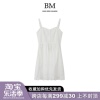 BM Fashion 系带收腰花边领吊带连衣裙bm性感荷叶边下摆裙子