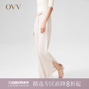 OVV春夏女装日本进口面料时尚开叉直筒垂坠通勤休闲裤