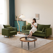 日式单双人沙发单复古小户型客厅可拆洗布艺实木三人沙发
