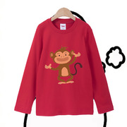 秋季纯棉卡通可爱猴子属猴本命年生肖长袖T恤衣服儿童装演出班服