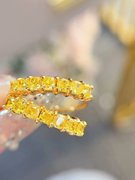 18K金女镶嵌1克拉天然南非高品质钻石黄钻戒指排戒真金真钻送证书