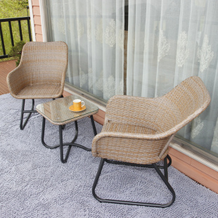 阳台小桌椅藤椅三件套组合户外休闲田园风创意室外花园庭院桌椅子