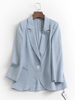 C854蓝色西装外套女2024春夏修身显瘦可卷七分袖薄款西服休闲