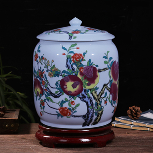 景德镇陶瓷米缸20斤装米桶面粉，缸家用带盖密封大号茶叶茶饼罐油缸
