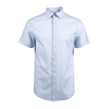 xee商场同款淡蓝色棉麻简约短袖，衬衫都市商务上班高品质正式衬衣