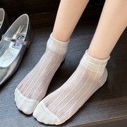 纯色镂空袜子女短筒袜春夏，薄款低帮不掉跟韩系芭蕾风配小皮鞋短袜