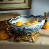 欧式奢华创意水果盘铜天使陶瓷装饰品田园客厅家用茶几果盘摆件